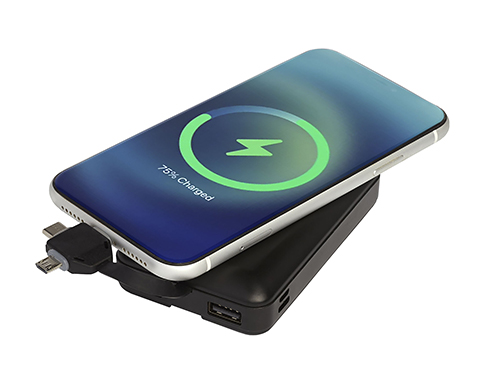 Denver Wireless Power Banks With 3-in-1 Cable - 10,000mAh - Black