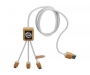 SCX Design C39 RPET 3-in-1 Light Up Logo Charging Cable With Wooden Casing - White