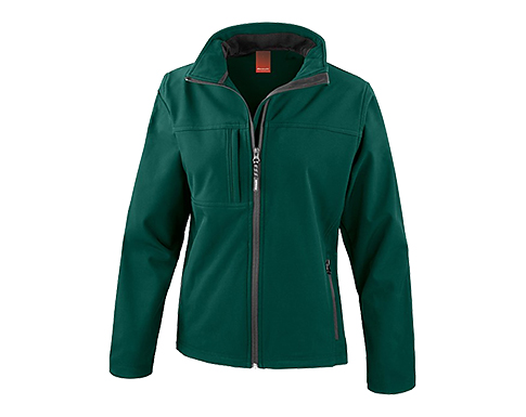 Result Classic Womens 3 Layer Softshell Jackets - Bottle Green