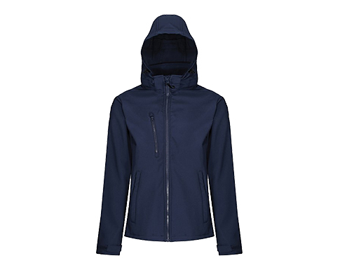 Regatta Venturer 3 Layer Hooded Softshell Jackets - Navy Blue / French Blue