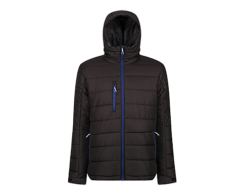 Regatta Navigate Thermal Hooded Padded Jackets - Black / Royal Blue