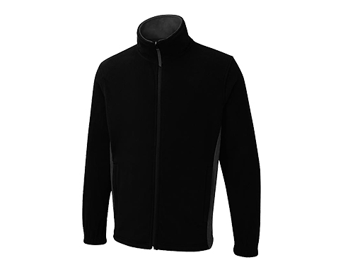 Uneek Two Tone Full Zip Micro Fleece Jackets - Black / Charcoal