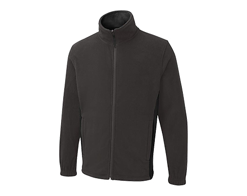 Uneek Two Tone Full Zip Micro Fleece Jackets - Charcoal / Black