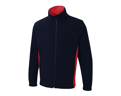Uneek Two Tone Full Zip Micro Fleece Jackets - Navy / Red
