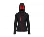 Regatta Womens Venturer 3 Layer Hooded Softshell Jackets - Black / Red