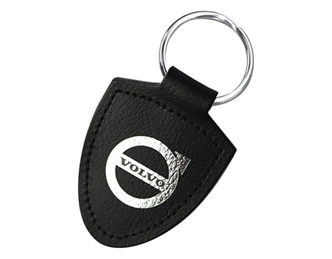 Milan Shield Shaped Bonded Leather Keyfobs - Black
