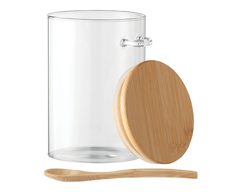 Skipton Glass Storage Jar & Bamboo Spoon - Clear