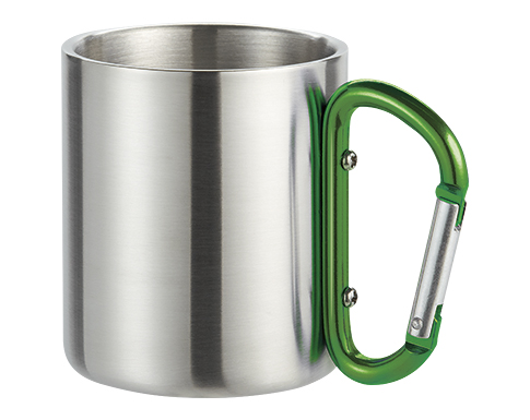 Bodmin 220ml Carabiner Double Wall Metal Travel Mugs - Green