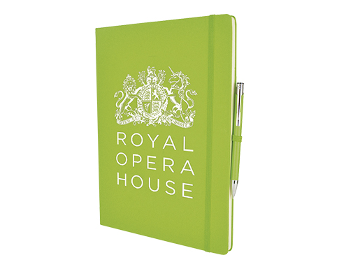 Inspire A4 Soft Feel Colour Notebook & Pen - Lime Green