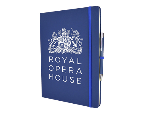 Inspire A4 Soft Feel Colour Notebook & Pen - Navy Blue