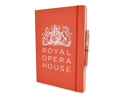 Inspire A4 Soft Feel Colour Notebook & Pen - Red