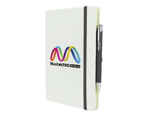 Inspire A5 Soft Feel Blizzard Notebook With Pocket & Pen - Black