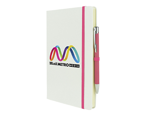 Inspire A5 Soft Feel Blizzard Notebook With Pocket & Pen - Pink