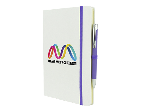 Inspire A5 Soft Feel Blizzard Notebook With Pocket & Pen - Purple