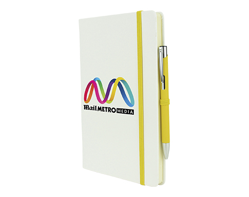 Inspire A5 Soft Feel Blizzard Notebook With Pocket & Pen - Yellow