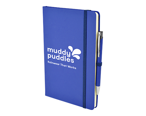 Inspire A5 Soft Feel Colour Notebook With Pocket & Pen - Royal