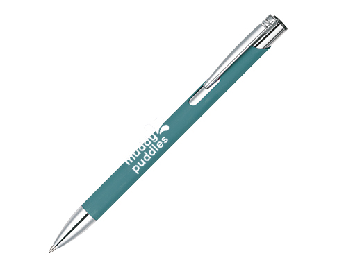 Inspire A5 Soft Feel Black Notebook With Pocket & Pen - Pens Teal