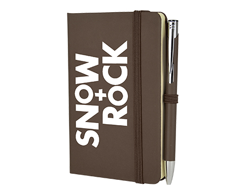 Inspire A6 Soft Feel Colour Notebook With Pocket & Pen - Brown