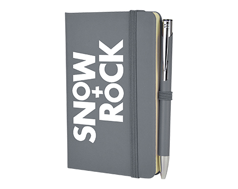 Inspire A6 Soft Feel Colour Notebook With Pocket & Pen - Grey