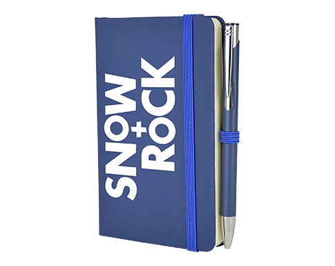 Inspire A6 Soft Feel Colour Notebook With Pocket & Pen - Navy Blue