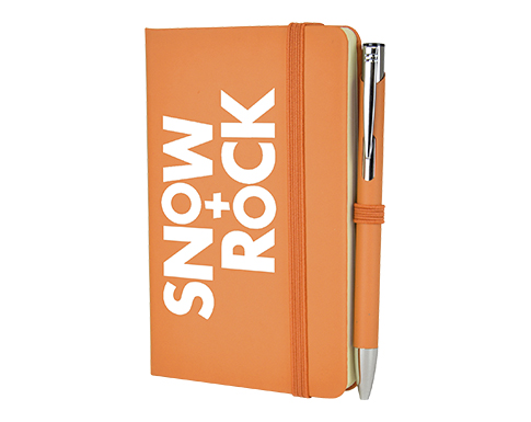 Inspire A6 Soft Feel Colour Notebook With Pocket & Pen - Orange