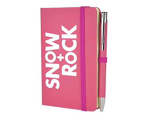 Inspire A6 Soft Feel Colour Notebook With Pocket & Pen - Pink