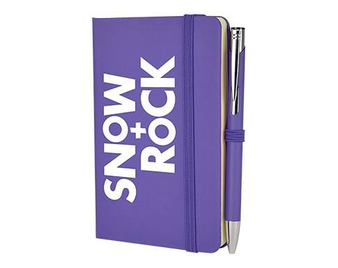 Inspire A6 Soft Feel Colour Notebook With Pocket & Pen - Purple