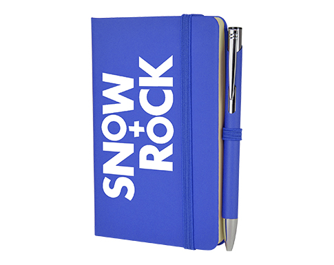 Inspire A6 Soft Feel Colour Notebook With Pocket & Pen - Royal