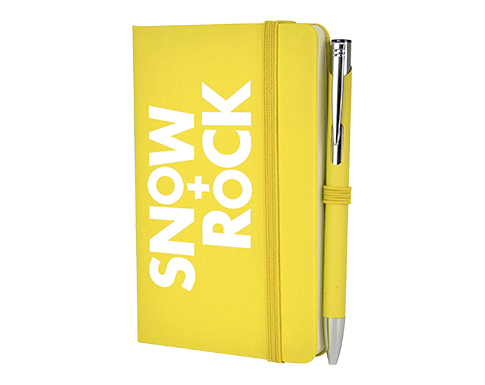Inspire A6 Soft Feel Colour Notebook With Pocket & Pen - Yellow