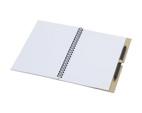 Lisburn A5 Wirebound Eco Cardboard Notebook With Pencil - Natural