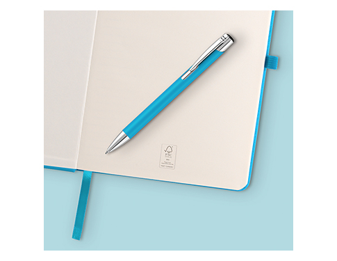 Emotion A5 Luxury Soft Feel Notebook With Pocket - Pastel Blue