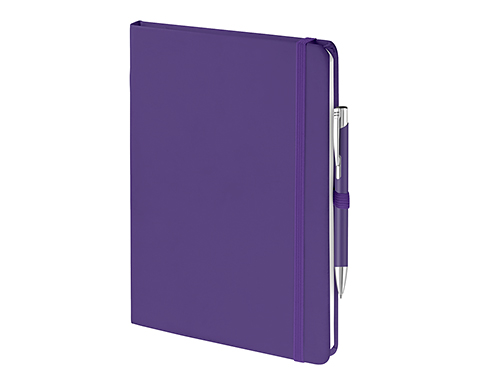 Emotion A5 Luxury Soft Feel Notebook & Pens With Pocket - Purple