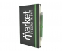 Inspire A5 Soft Feel Black Notebook With Pocket & Pen - Green