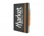 Inspire A5 Soft Feel Black Notebook With Pocket & Pen - Orange