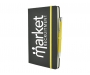 Inspire A5 Soft Feel Black Notebook With Pocket & Pen - Yellow