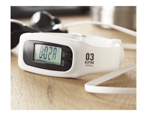Marathon Silicone Pedometer Bracelet Watch - White