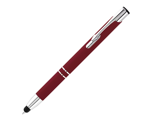 Electra Promotional Soft Touch Metal Pens - Dark Red