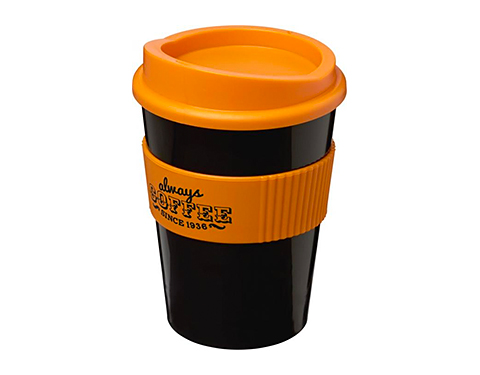 Americano Medio Grip 325ml Take Away Mugs - Black / Orange