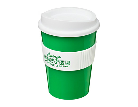 Americano Medio Grip 325ml Take Away Mugs - Green / White