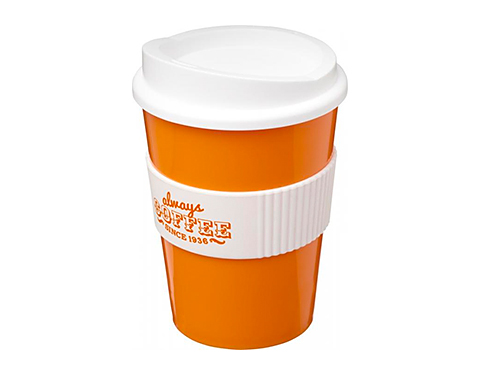 Americano Medio Grip 325ml Take Away Mugs - Orange / White