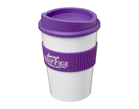 Americano Medio Grip 325ml Take Away Mugs - White / Purple