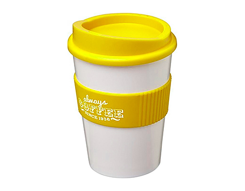 Americano Medio Grip 325ml Take Away Mugs - White / Yellow