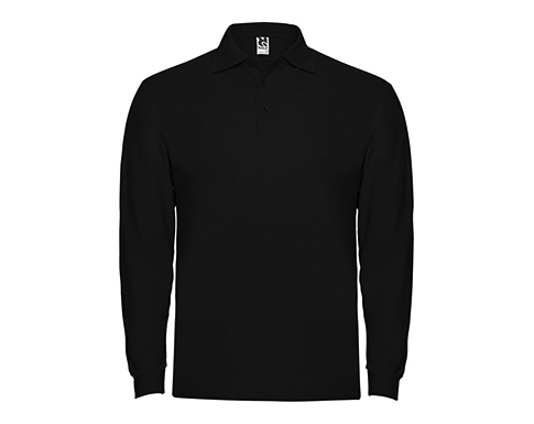 Roly Estrella Long Sleeve Polo Shirts - Black