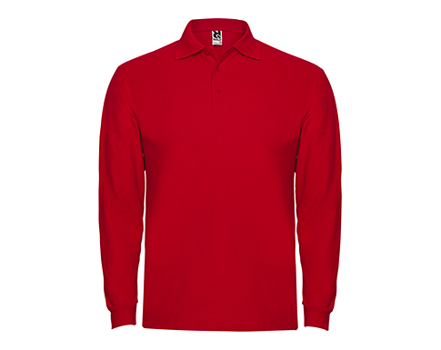 Roly Estrella Long Sleeve Polo Shirts - Red
