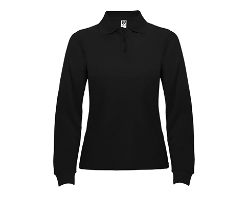 Roly Estrella Womens Long Sleeve Polo Shirts - Black