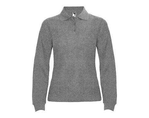 Roly Estrella Womens Long Sleeve Polo Shirts - Grey