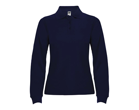 Roly Estrella Womens Long Sleeve Polo Shirts - Navy Blue
