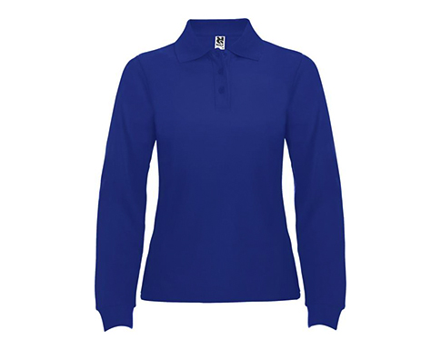 Roly Estrella Womens Long Sleeve Polo Shirts - Royal Blue