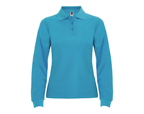 Roly Estrella Womens Long Sleeve Polo Shirts - Turquoise
