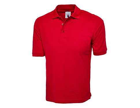 Uneek Cotton Rich Polo Shirts - Red